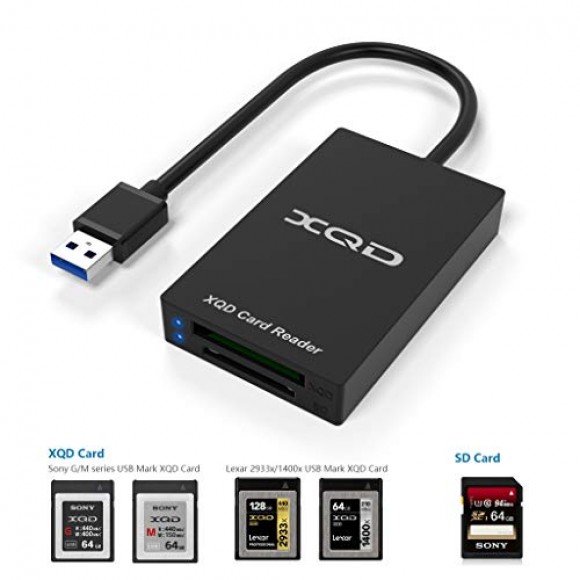 Dual USB-3  (USB-A Port) Card Reader For XQD & SDHC